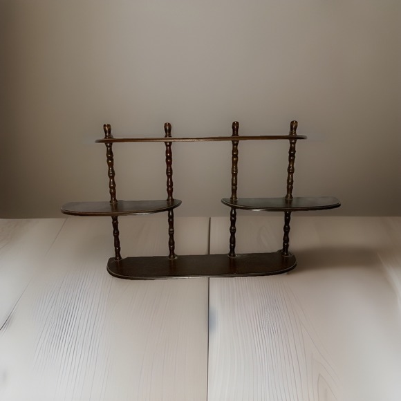 The Unbranded Brand Other - Vintage Wall Mounted 3 Tier Wooden Spindle Knick Knack Shelf  Spindles